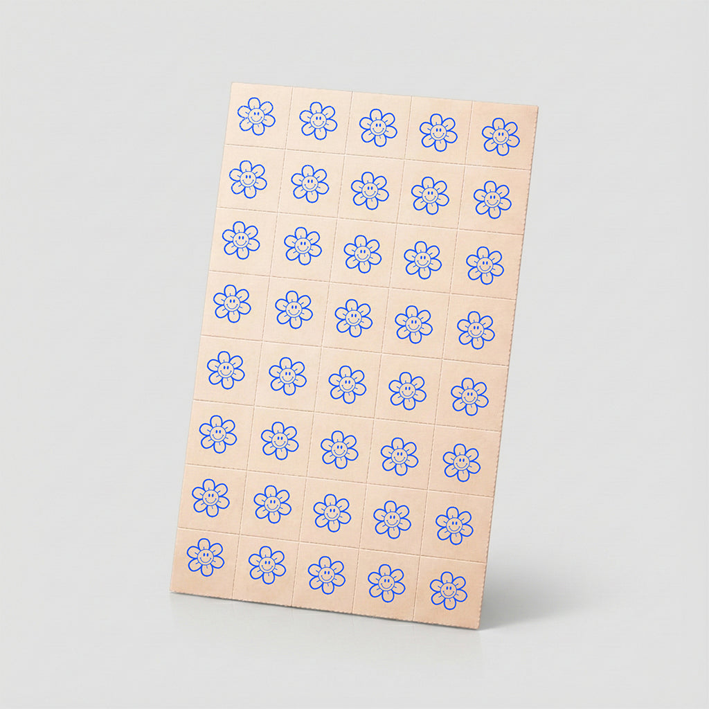 1SB-LSD Blotter mit 150mcg und Happyflower logo