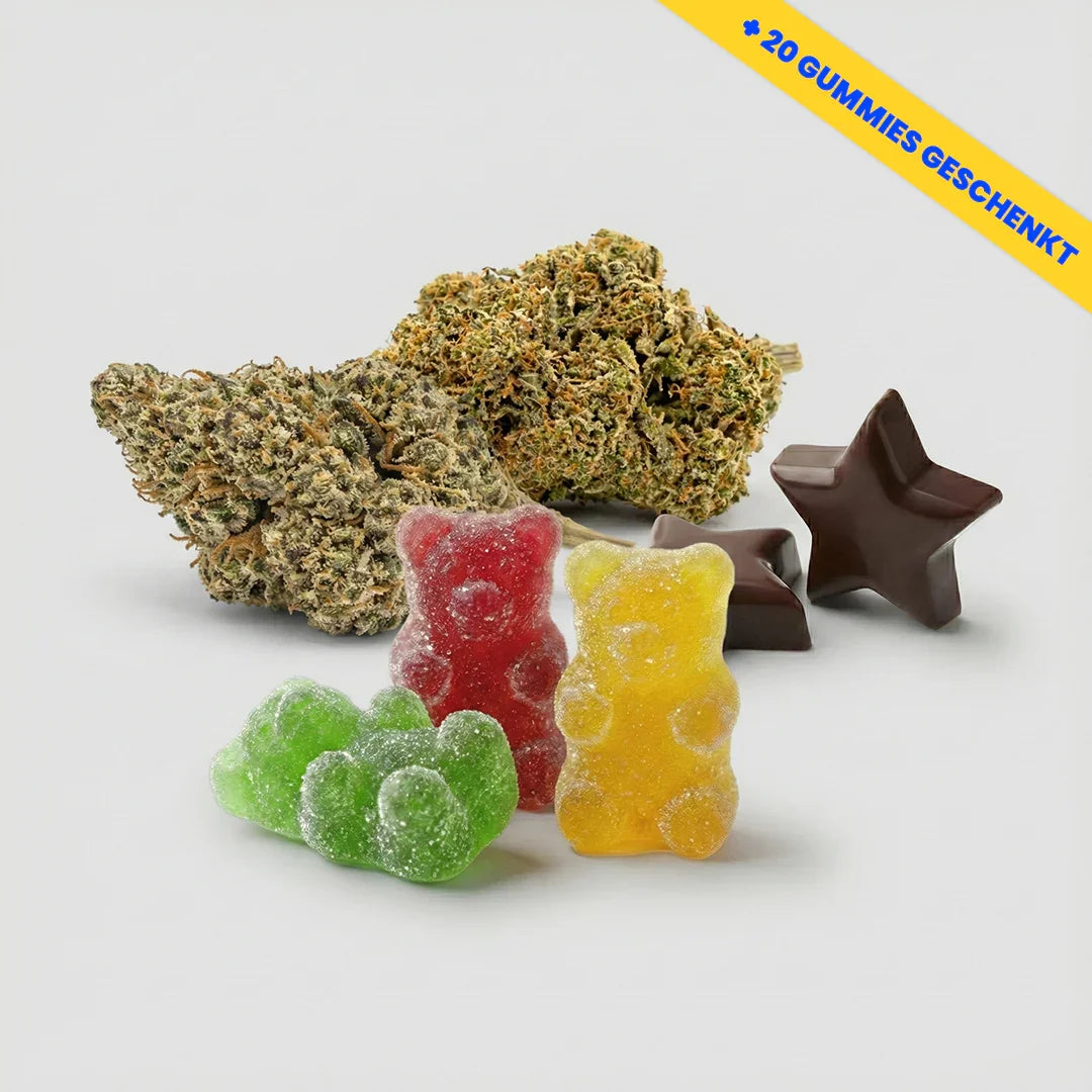 CBD flowers, chocolate, and fruit gummies