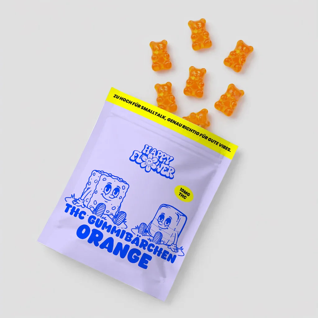 Gominolas de THC con 15 mg de THC en una bolsita de Happyflower