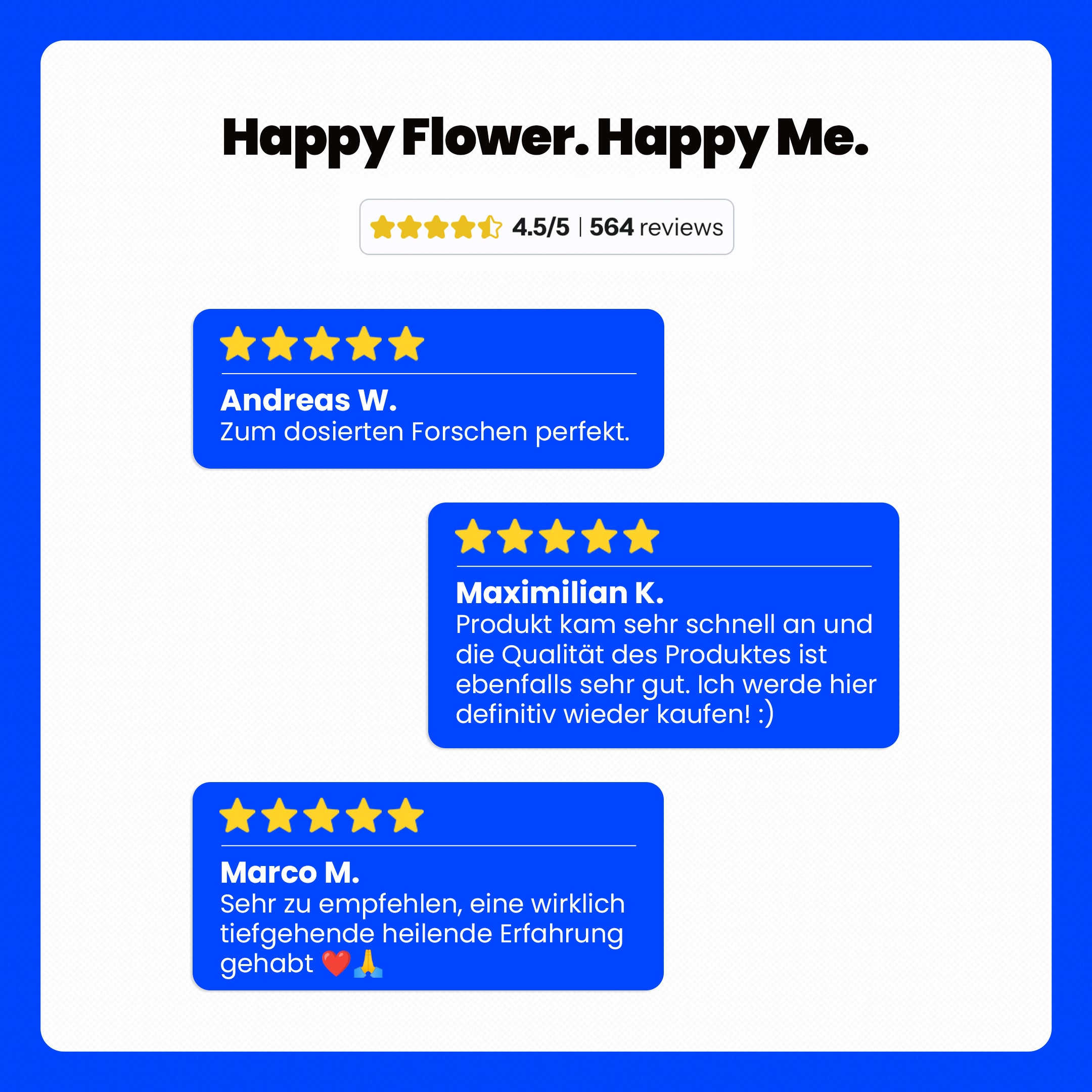 Review Ansicht Smartshop Produkt auf Happyflower.io. 5 Sterne.