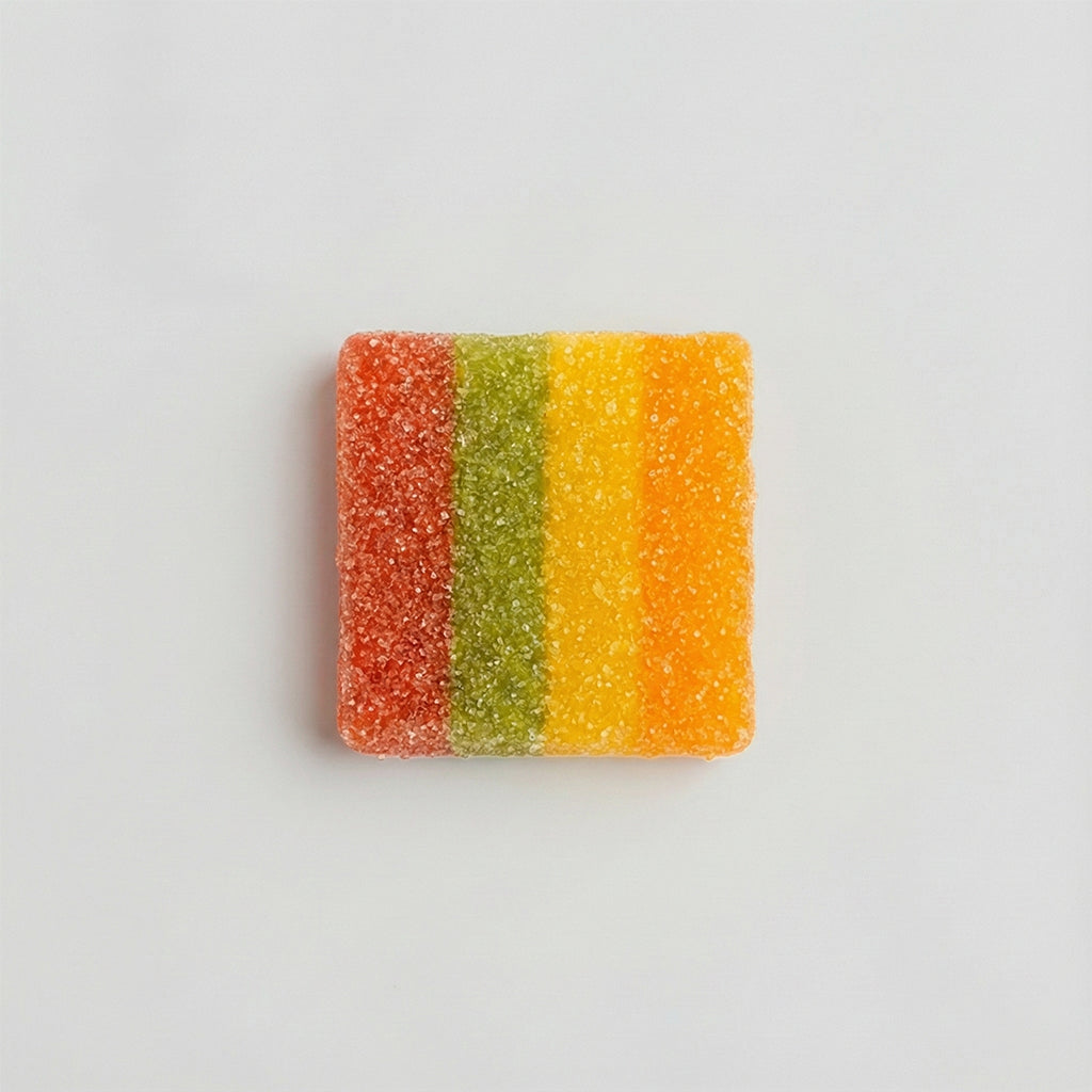 THC Edible – bunter Rainbow Flag Fruchtgummi mit 10mg THC, laborgeprüfte Qualität