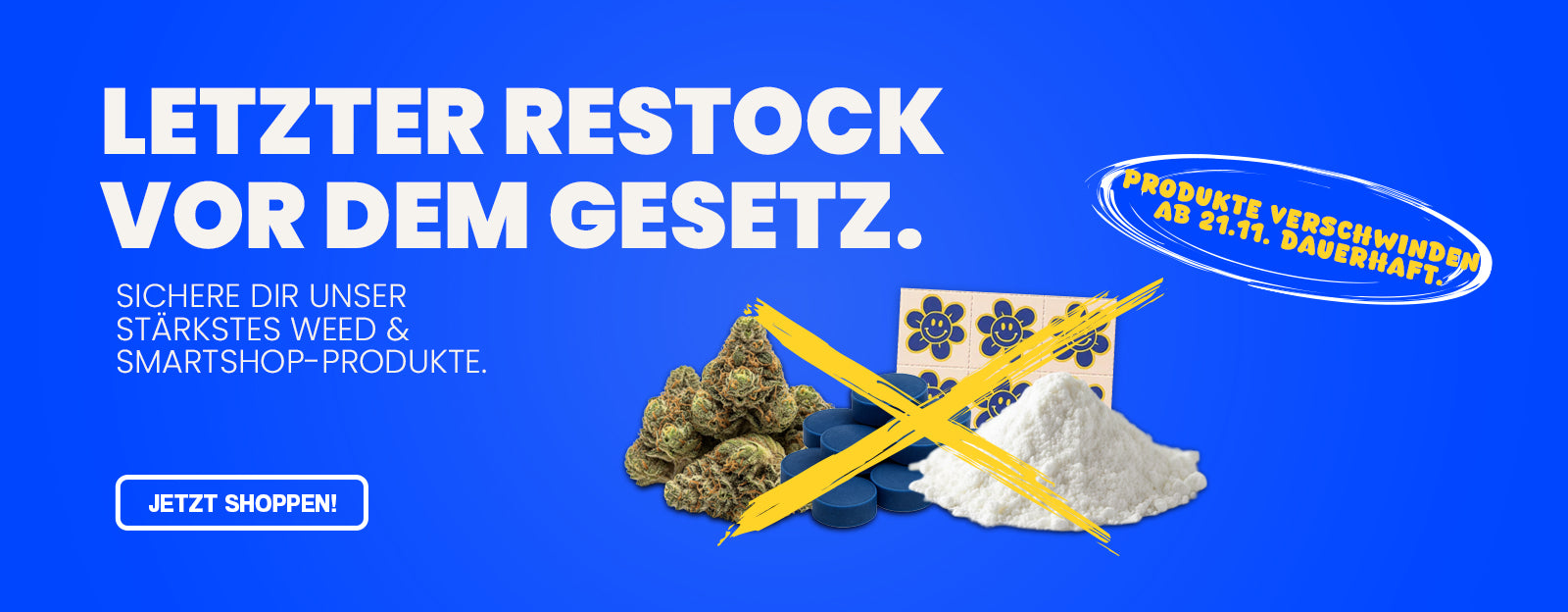 ETMC, 1S-LSD UND 10OHHHC auf einem Verbotsbanner