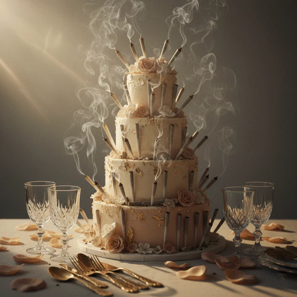 Joints on a wedding cake. Illustrated by Happyflower.io