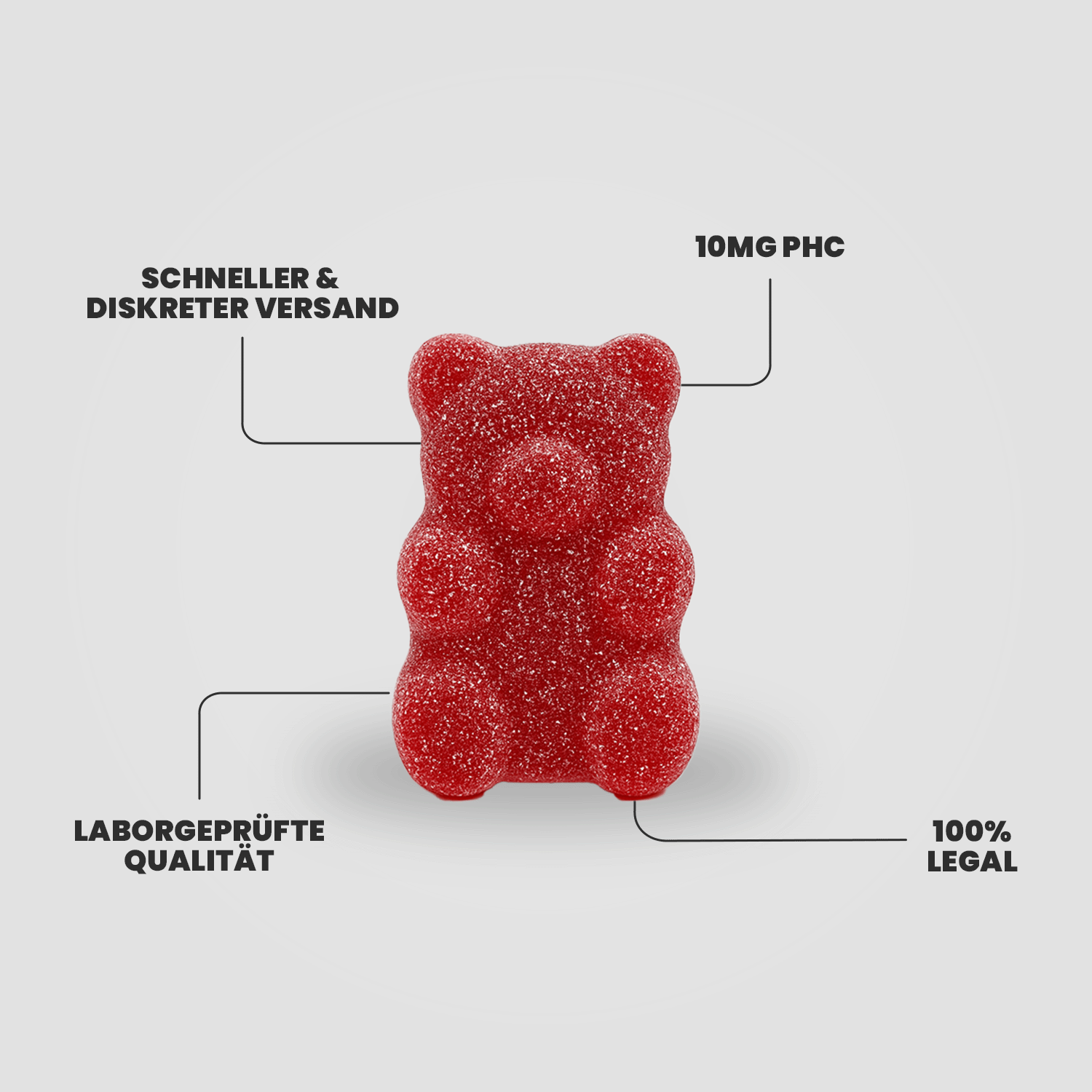 PHC Edibles – fruchtige Cherry Gummies als Vorratspack, laborgeprüfte Qualität