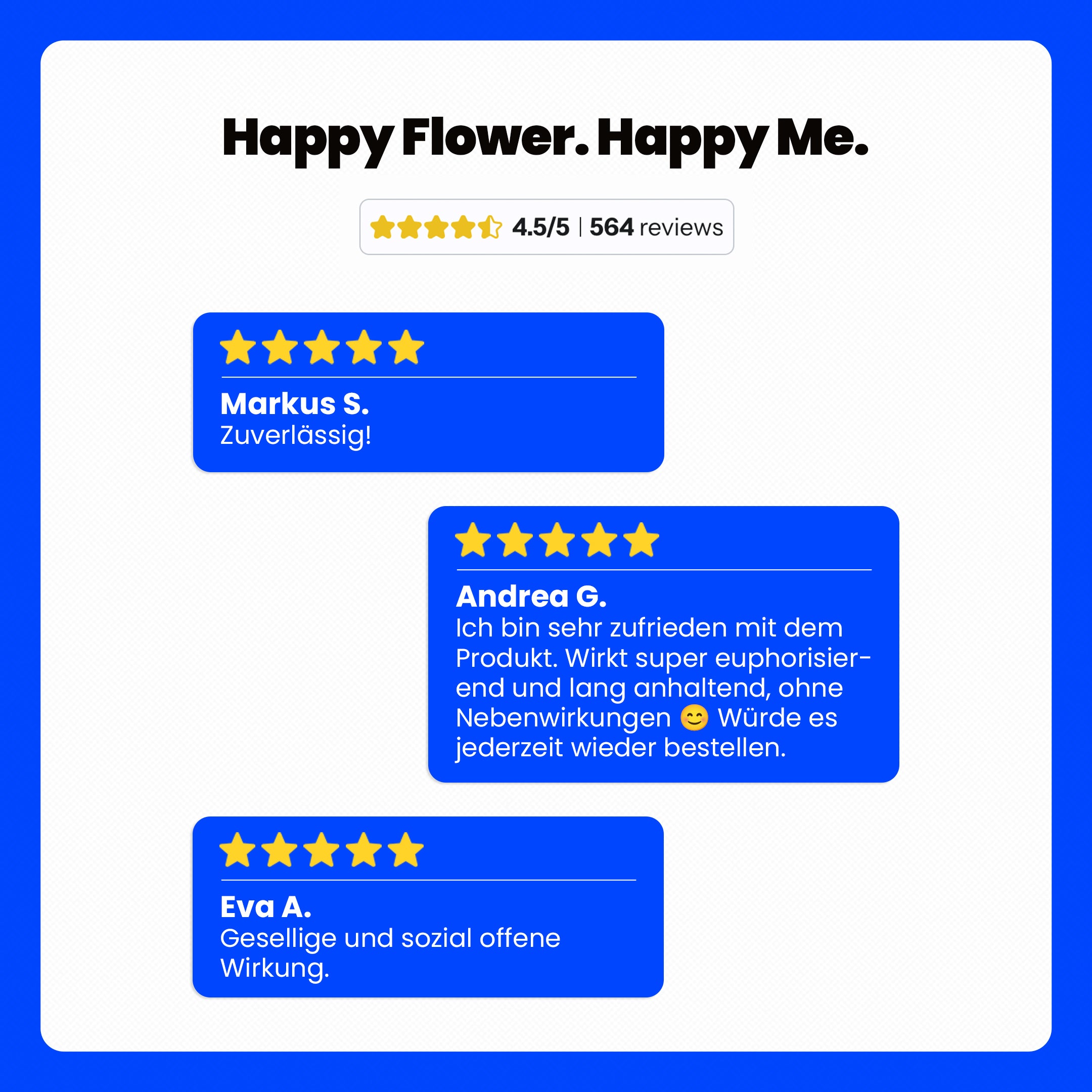 Review Ansicht über Happy Flower Produkte