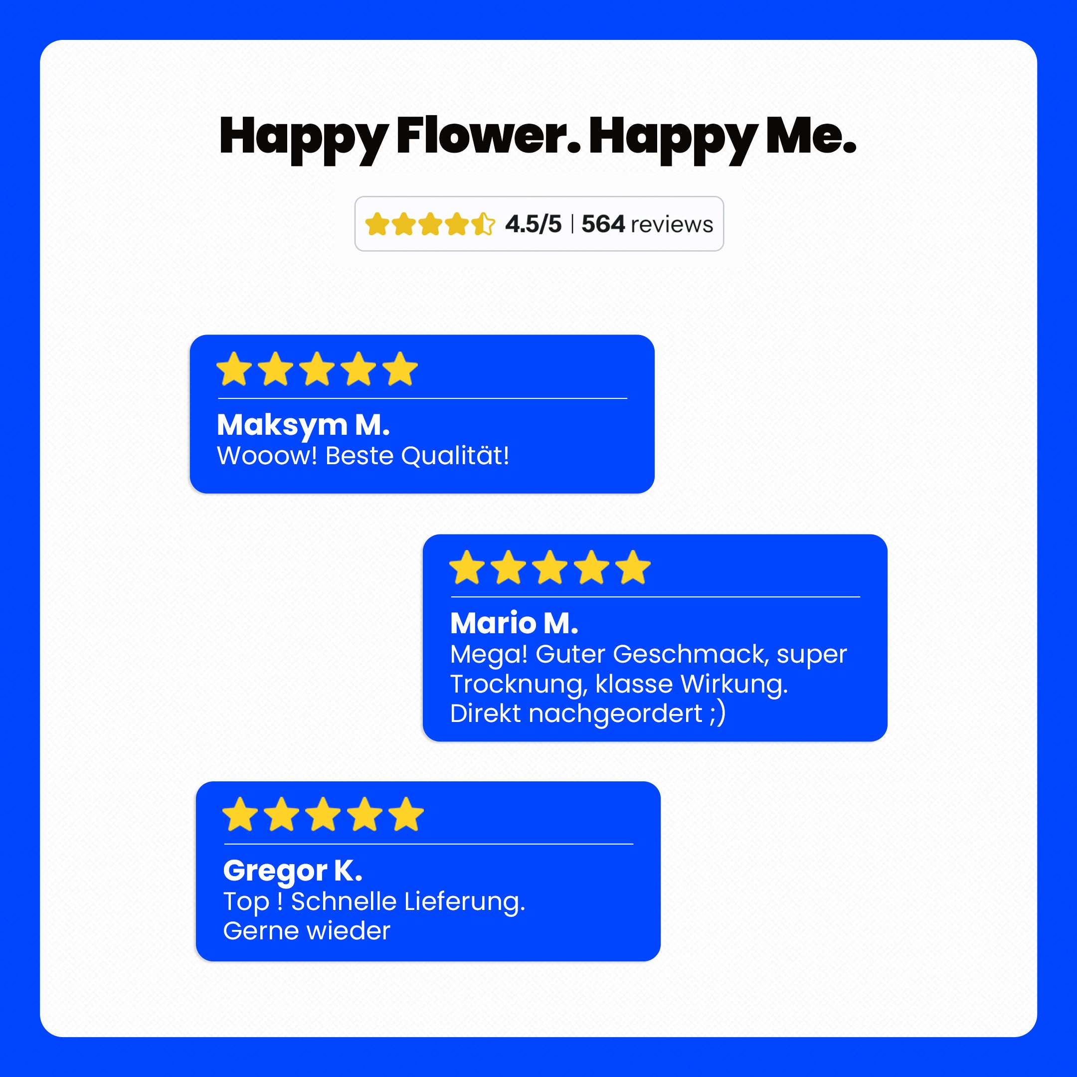 Review Happy Flower Cannabis Produkt, 5 Sterne