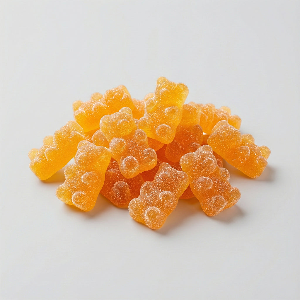 Gehäufte THC Gummibärchen mit Orangengeschmack