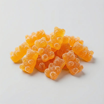 THC Edibles – süße Peach Gummies im Vorratspack, 10mg THC pro Stück