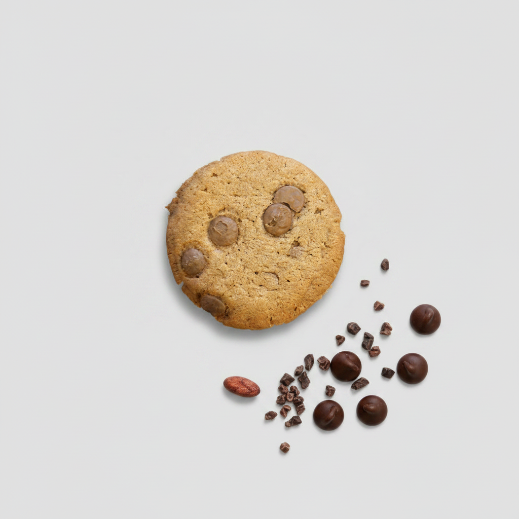 THC Cookie with Cocoa Nibs – Flat Lay