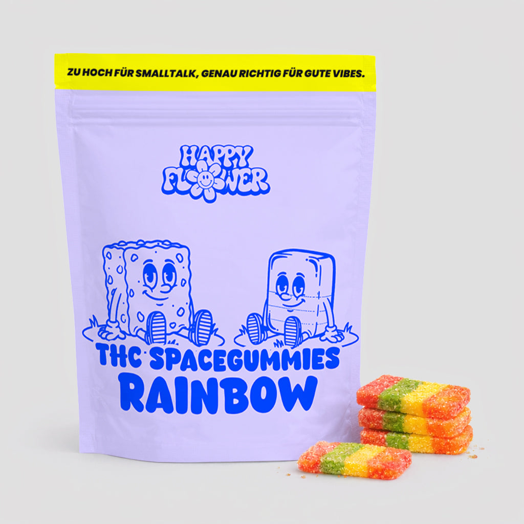 Gominolas de THC con 15 mg de THC en una bolsita de Happyflower 