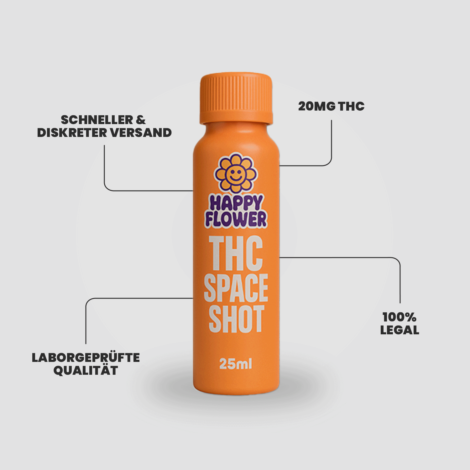 THC Space Shot Orange – 25ml THC Drink mit fruchtigem Orangenaroma, schneller Versand, 20mg THC