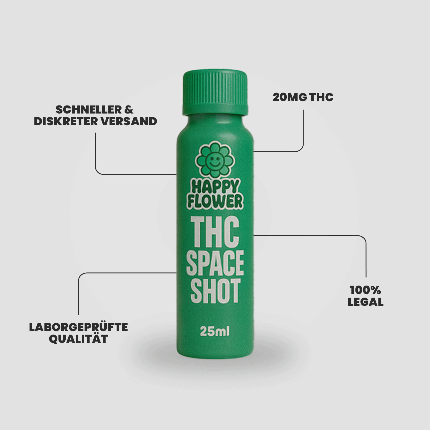 THC Space Shot Apple – 25ml Drink mit 10mg THC, fruchtiger Apfelgeschmack, 100 % legal