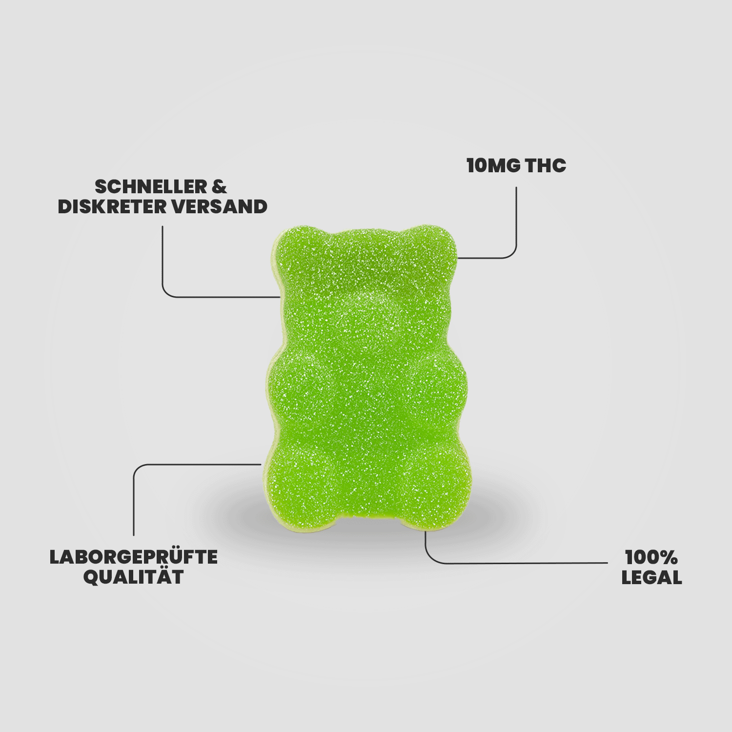 THC Edible – grüner Apfel Gummy Bear mit 10mg THC, laborgeprüft