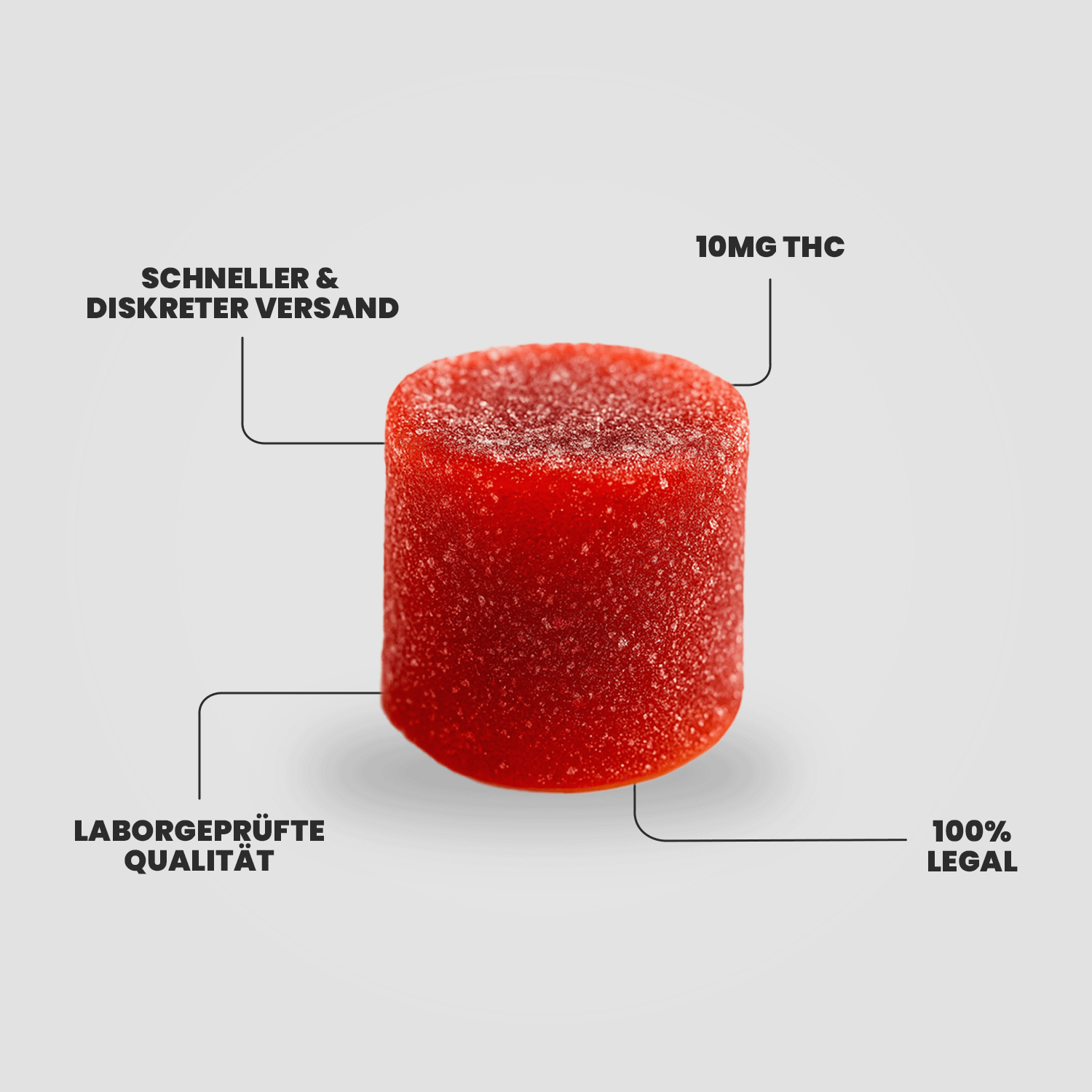 THC Edibles – rote Strawberry Gummies im Großpack, 10mg THC pro Stück