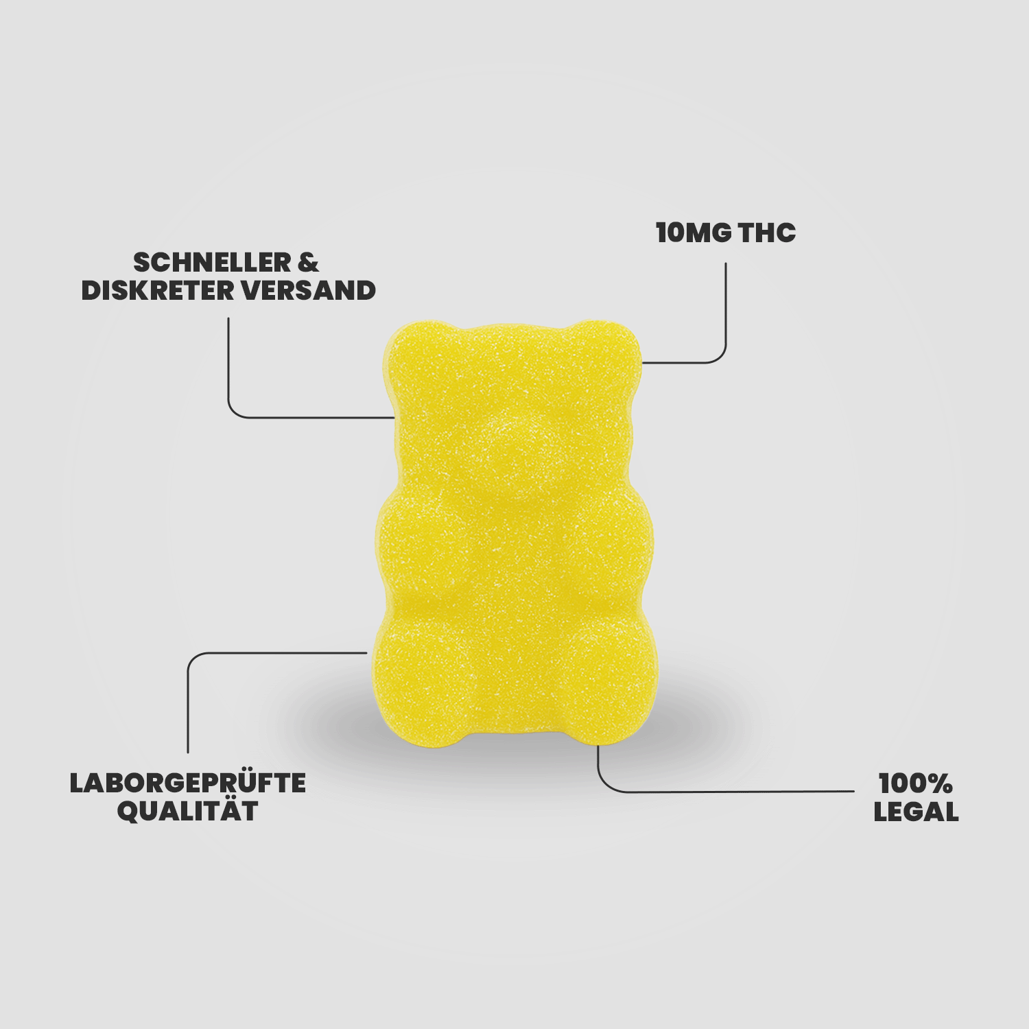 THC Edible – saurer Lemon Gummy Bear, 10mg THC, schneller Versand