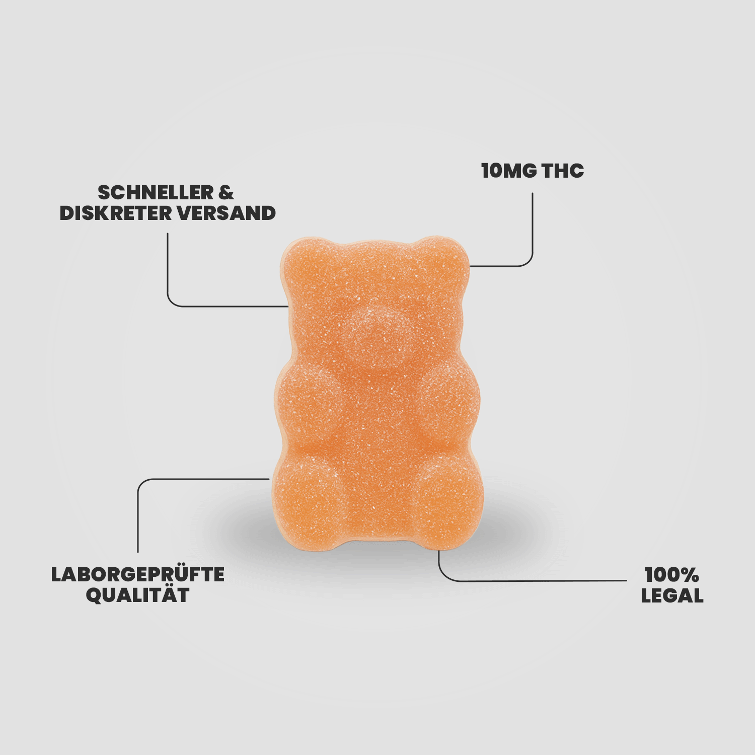 THC Edible – süßer Pfirsich Fruchtgummi, 10mg THC pro Stück, 100 % legal